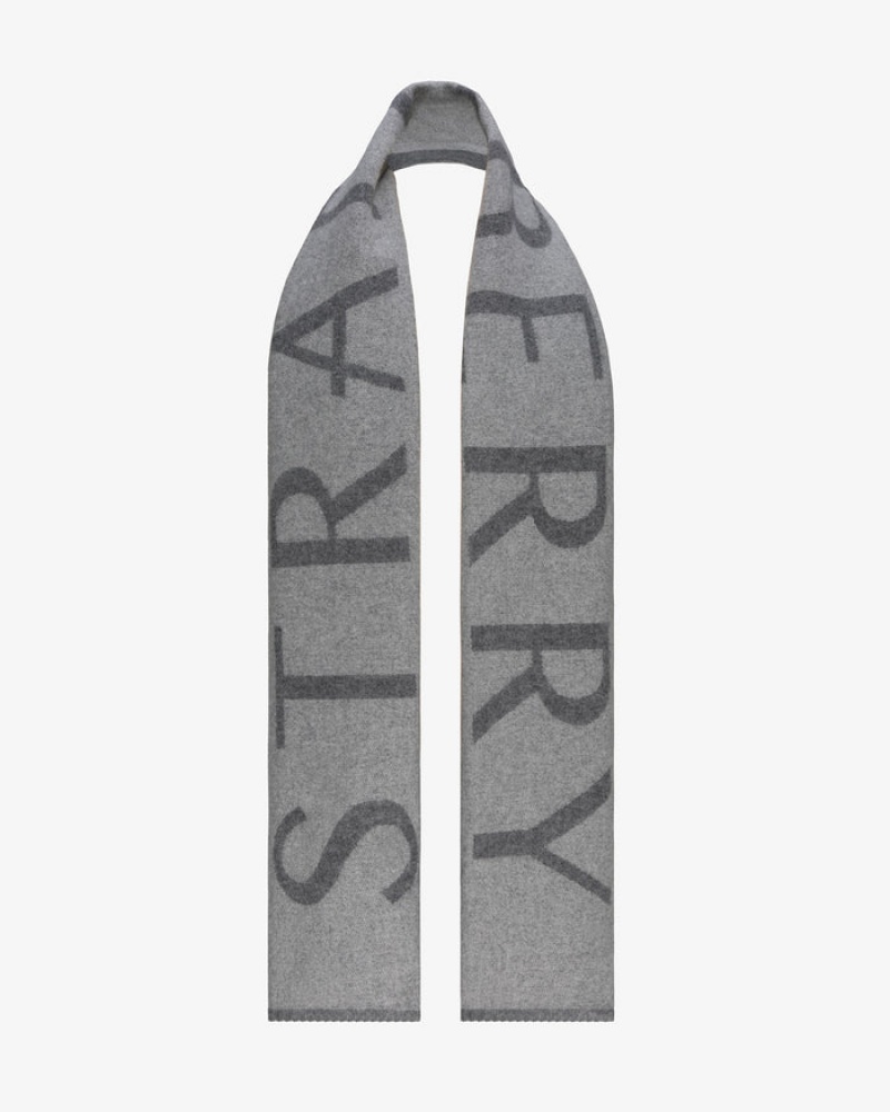 Grey Strathberry Cashmere Wool Logo Scarf | UK MLPE-91632