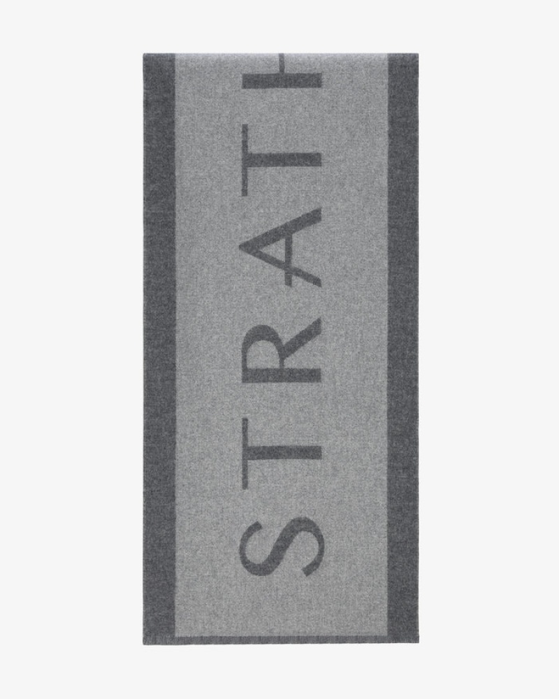 Grey Strathberry Cashmere Wool Logo Scarf | UK MLPE-91632