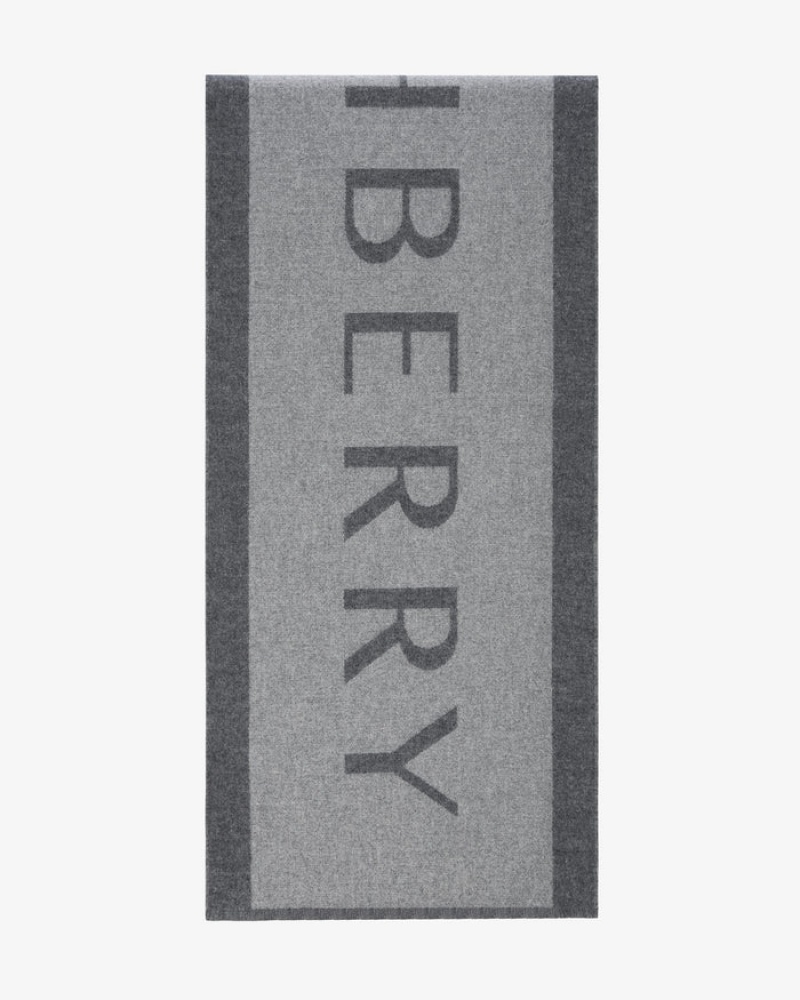 Grey Strathberry Cashmere Wool Logo Scarf | UK MLPE-91632