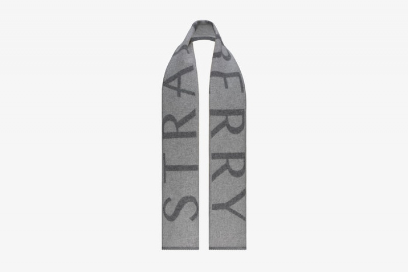 Grey Strathberry Cashmere Wool Logo Scarf | UK MLPE-91632