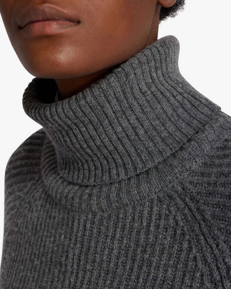 Grey Strathberry Cashmere Wool Ribbed Poncho | UK COZB-57423