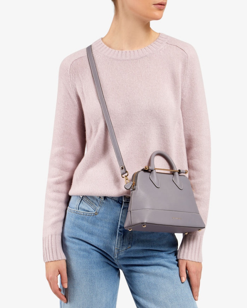 Grey Strathberry Dome Mini With Stitch Top Handle Bag | UK BWYK-69851