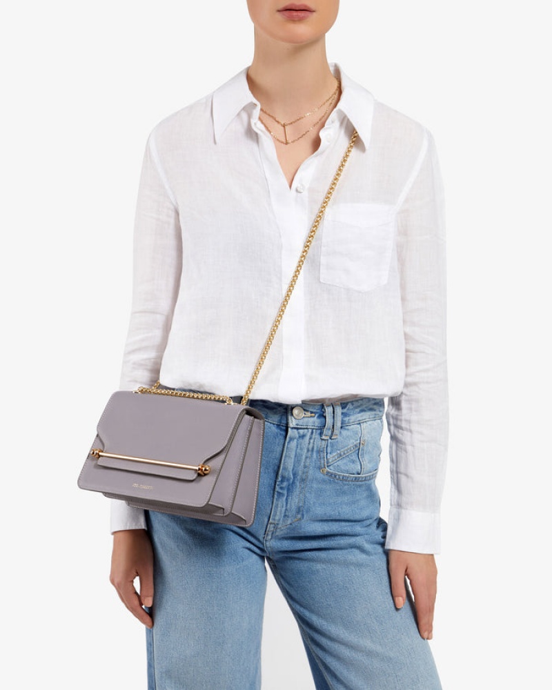 Grey Strathberry East/West With Stitch Crossbody Bag | UK YFOV-48501