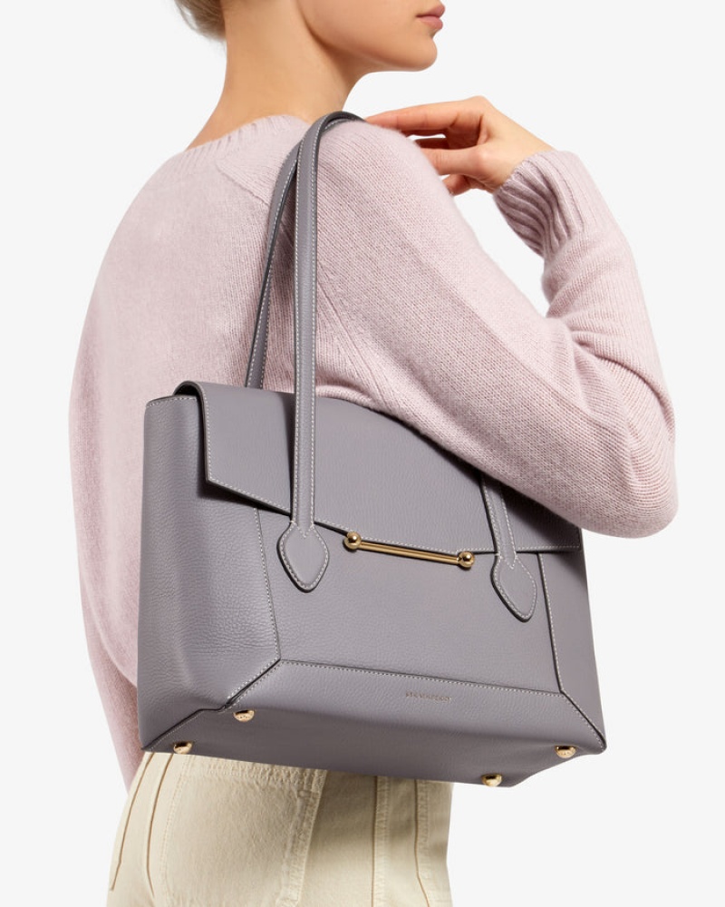 Grey Strathberry Mosaic Tote With Stitch Top Handle Bag | UK QOUC-08172