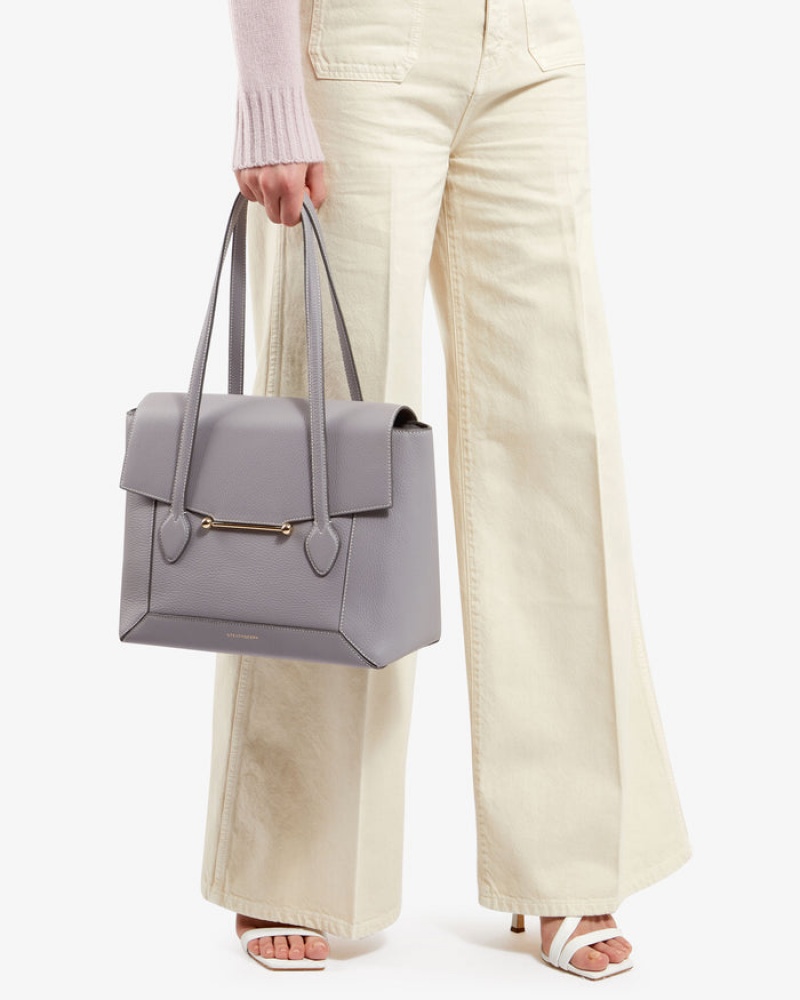 Grey Strathberry Mosaic Tote With Stitch Top Handle Bag | UK QOUC-08172