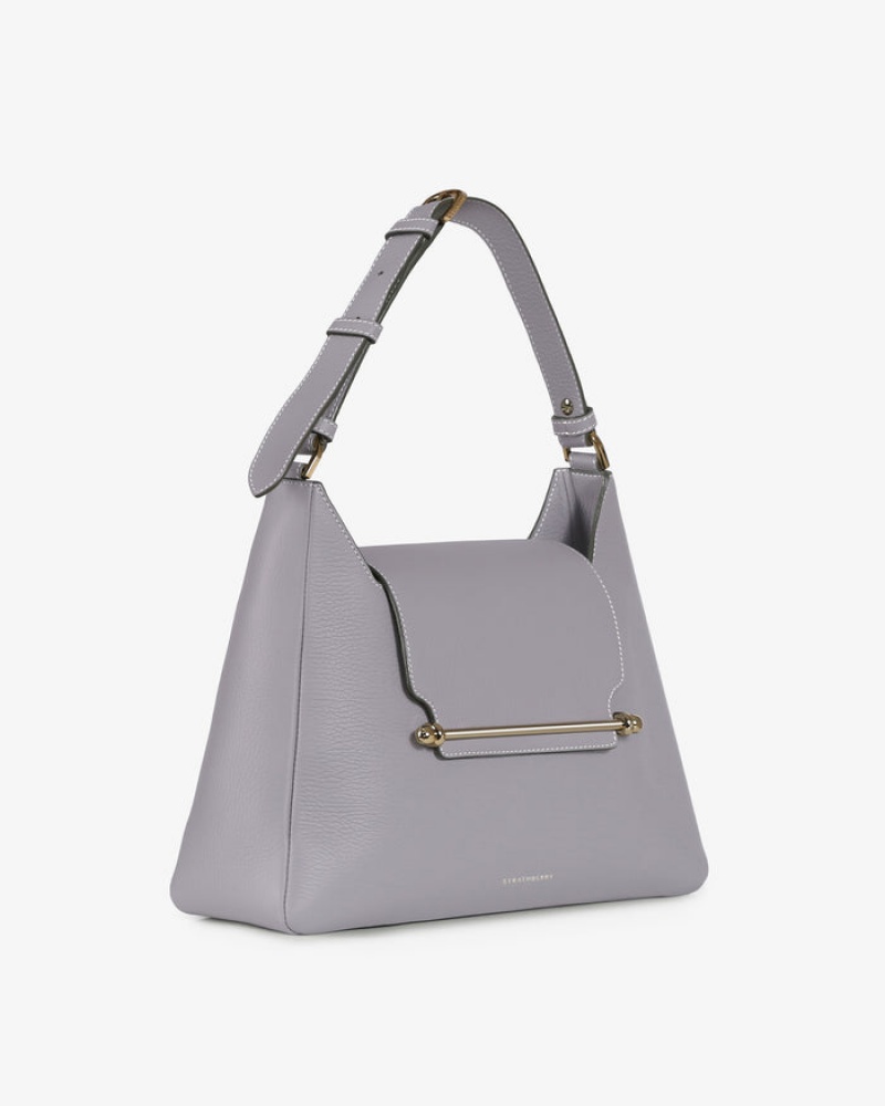 Grey Strathberry Multrees Midi Hobo With Stitch Shoulder Bag | UK UTOL-27594