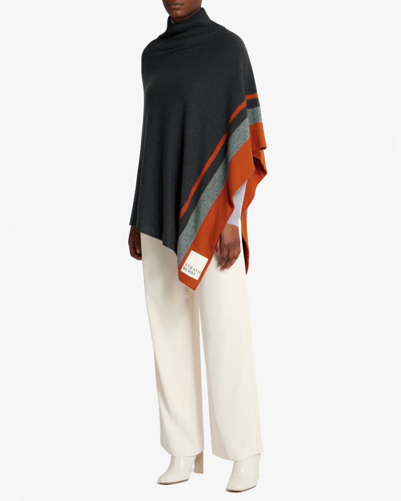 Grey Strathberry Pure Cashmere Asymmetric Poncho | UK IKOS-97503