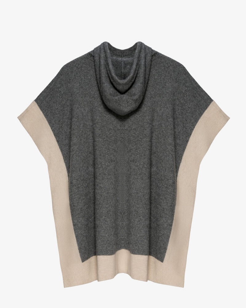 Grey Strathberry Pure Cashmere Relaxed Hood Poncho | UK PVXG-23968