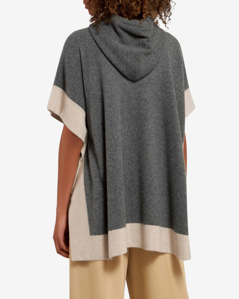 Grey Strathberry Pure Cashmere Relaxed Hood Poncho | UK PVXG-23968