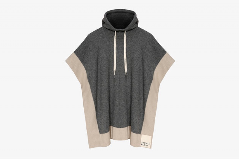 Grey Strathberry Pure Cashmere Relaxed Hood Poncho | UK PVXG-23968