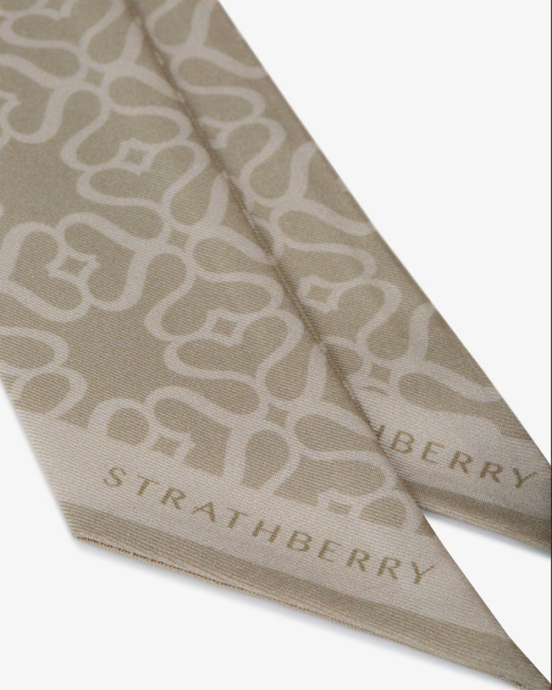 Grey Strathberry Silk Skinny Scarf | UK LGRK-30241