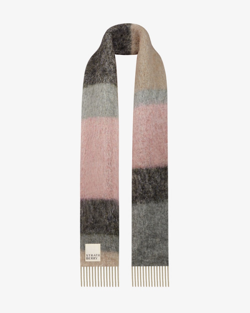 Multicolor Strathberry Mohair Blend Stripe Scarf | UK COYF-34895