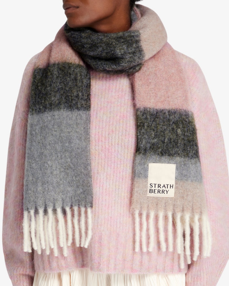 Multicolor Strathberry Mohair Blend Stripe Scarf | UK COYF-34895