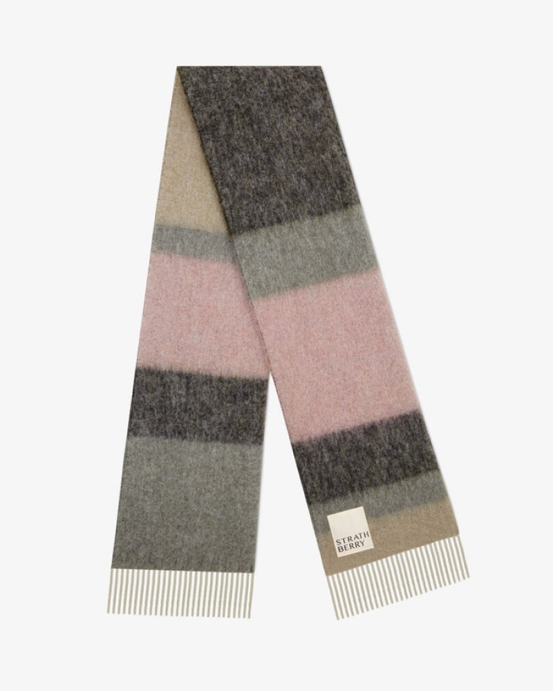 Multicolor Strathberry Mohair Blend Stripe Scarf | UK COYF-34895