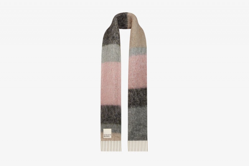 Multicolor Strathberry Mohair Blend Stripe Scarf | UK COYF-34895