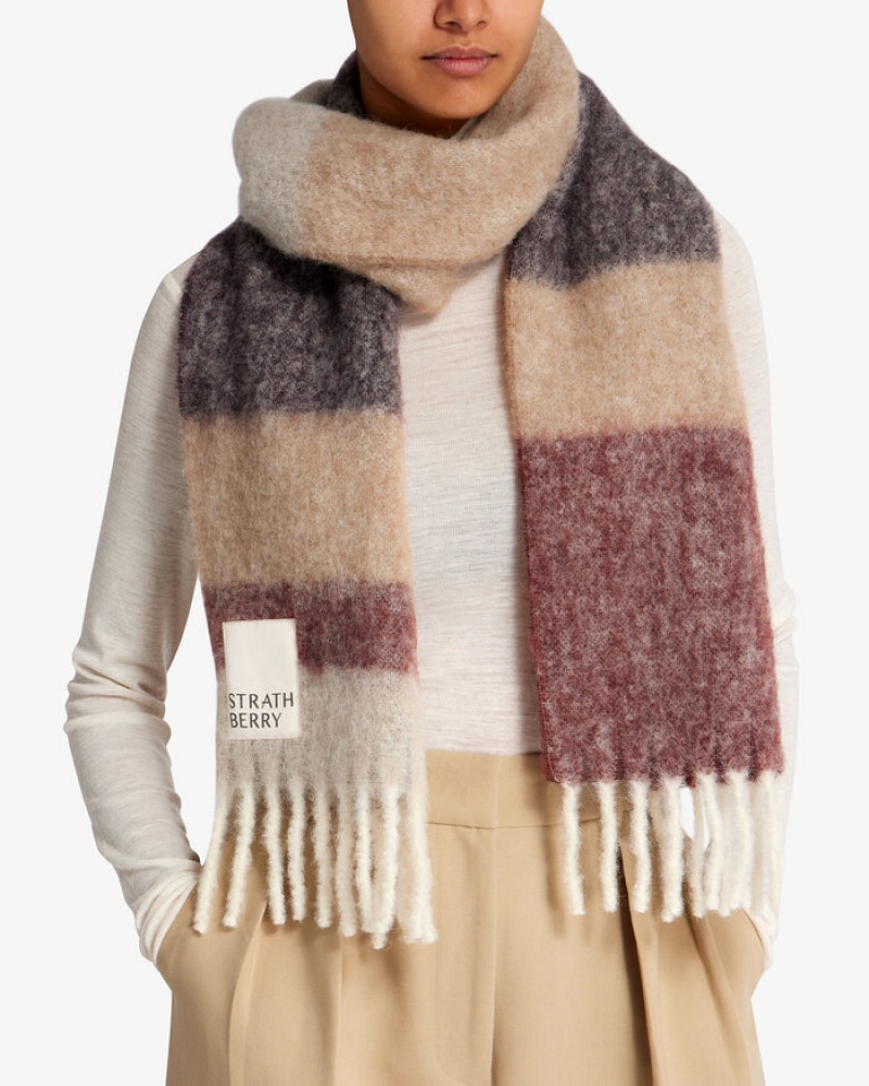 Multicolor Strathberry Mohair Blend Stripe Scarf | UK VZCD-48503