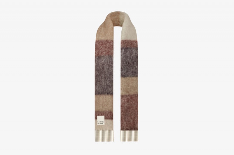 Multicolor Strathberry Mohair Blend Stripe Scarf | UK VZCD-48503