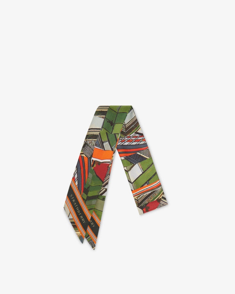 Multicolor Strathberry Silk Skinny Scarf | UK MFIZ-20916