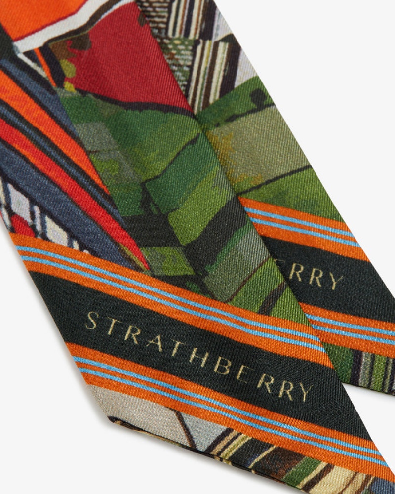 Multicolor Strathberry Silk Skinny Scarf | UK MFIZ-20916