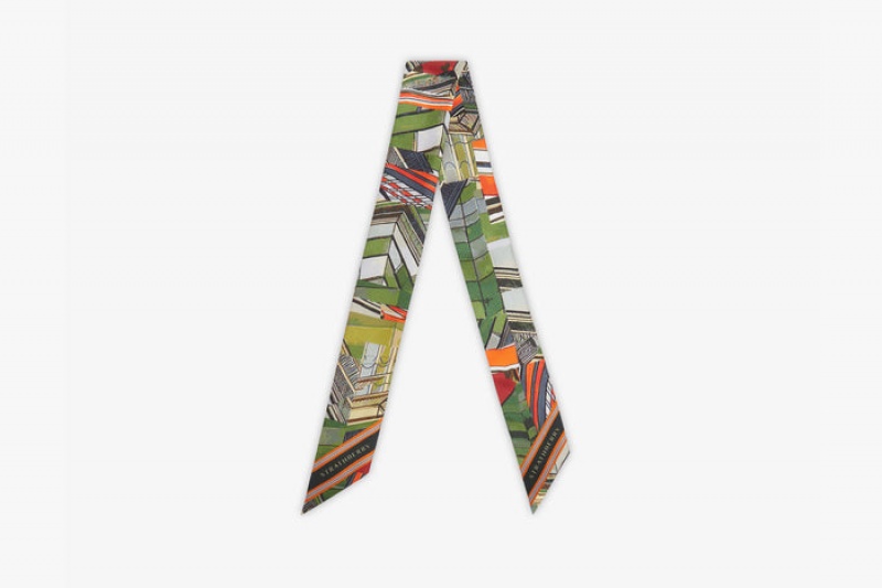 Multicolor Strathberry Silk Skinny Scarf | UK MFIZ-20916