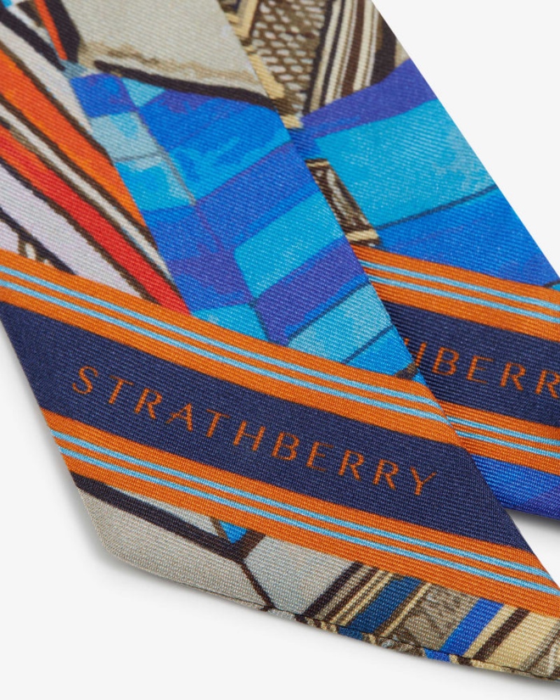 Multicolor Strathberry Silk Skinny Scarf | UK HJOI-71928