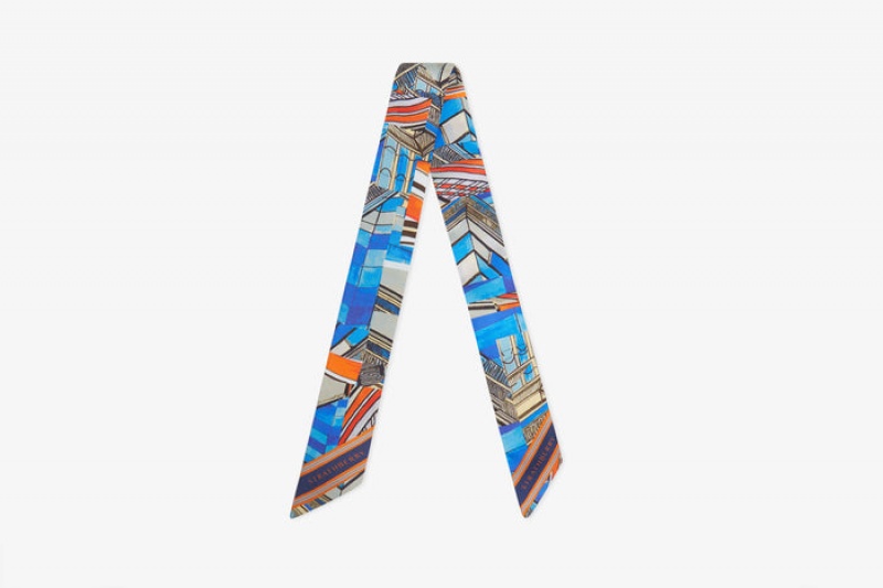 Multicolor Strathberry Silk Skinny Scarf | UK HJOI-71928