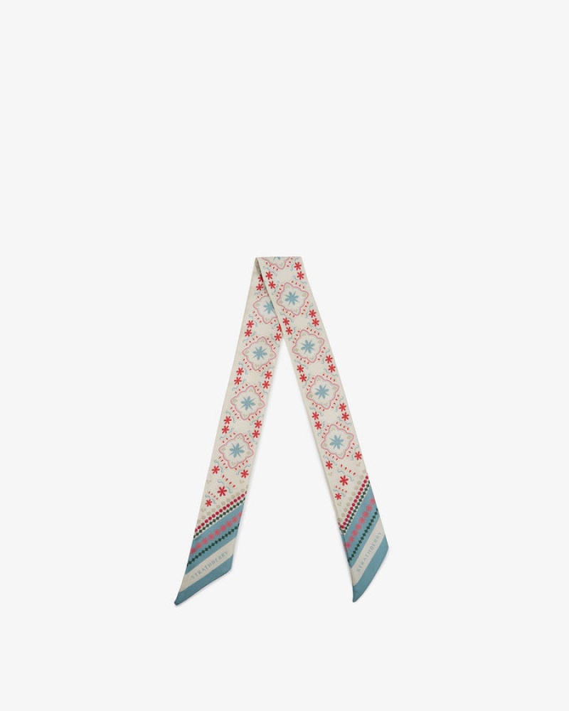 Multicolor Strathberry Silk Skinny Scarf | UK AGLW-10875