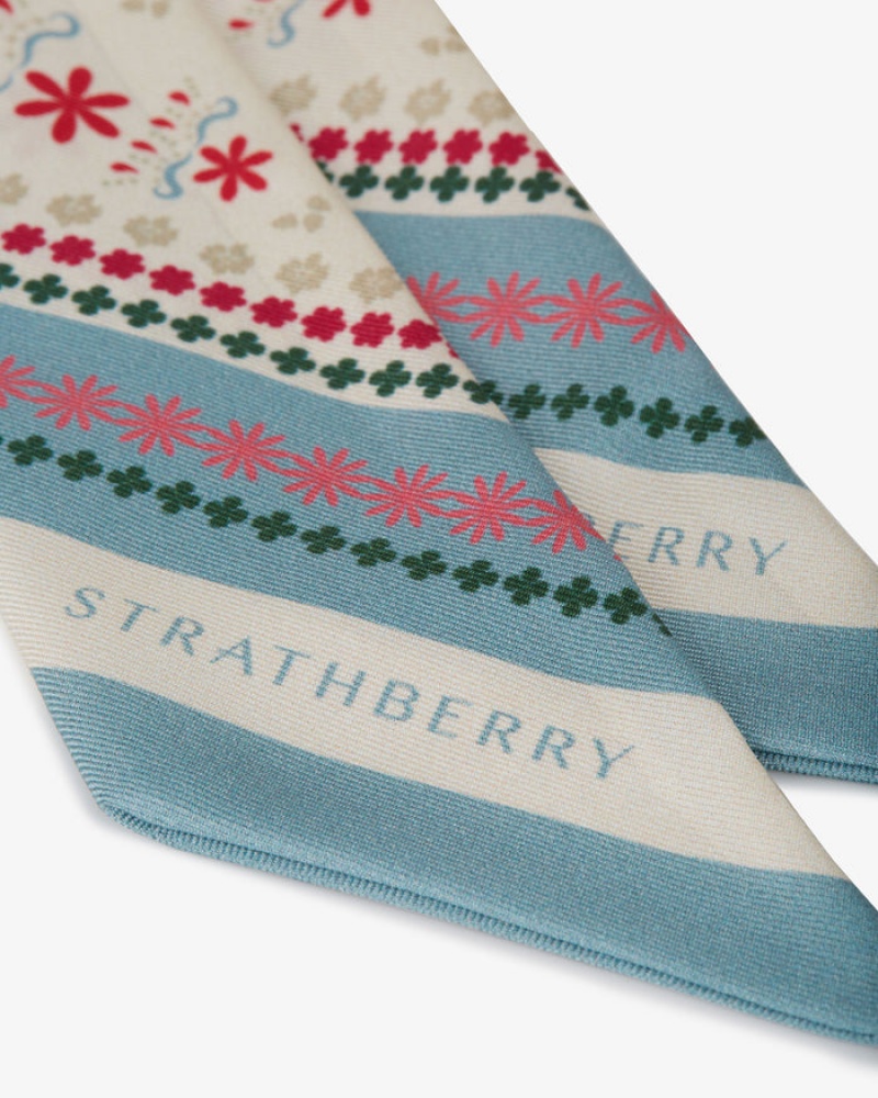 Multicolor Strathberry Silk Skinny Scarf | UK AGLW-10875