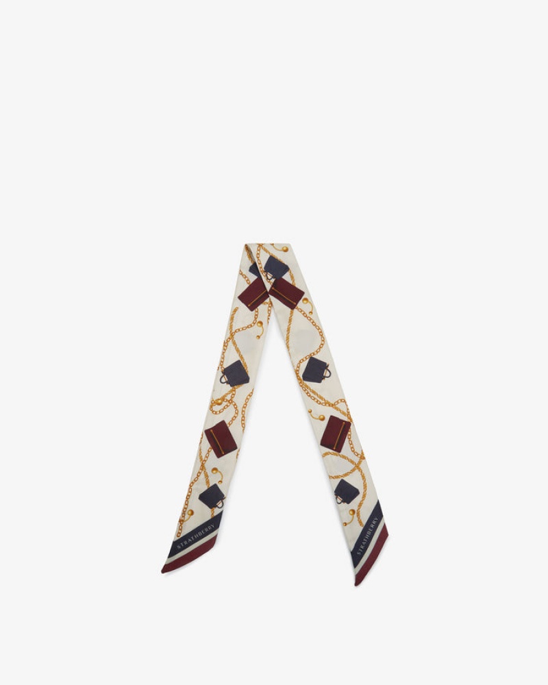 Multicolor Strathberry Silk Skinny Scarf | UK MBTF-62879