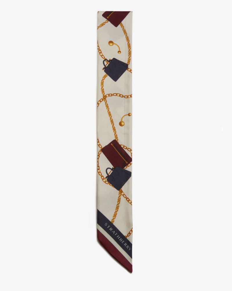 Multicolor Strathberry Silk Skinny Scarf | UK MBTF-62879