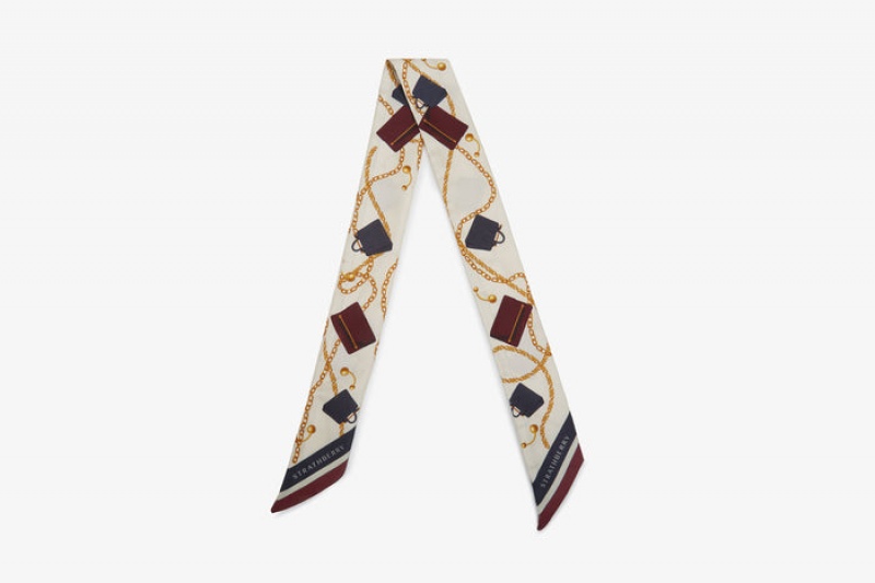 Multicolor Strathberry Silk Skinny Scarf | UK MBTF-62879