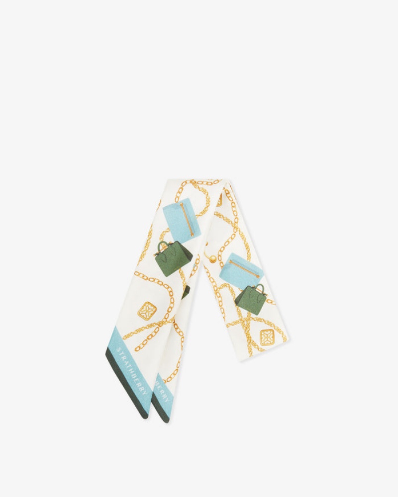 Multicolor Strathberry Silk Skinny Scarf | UK GMBX-21789