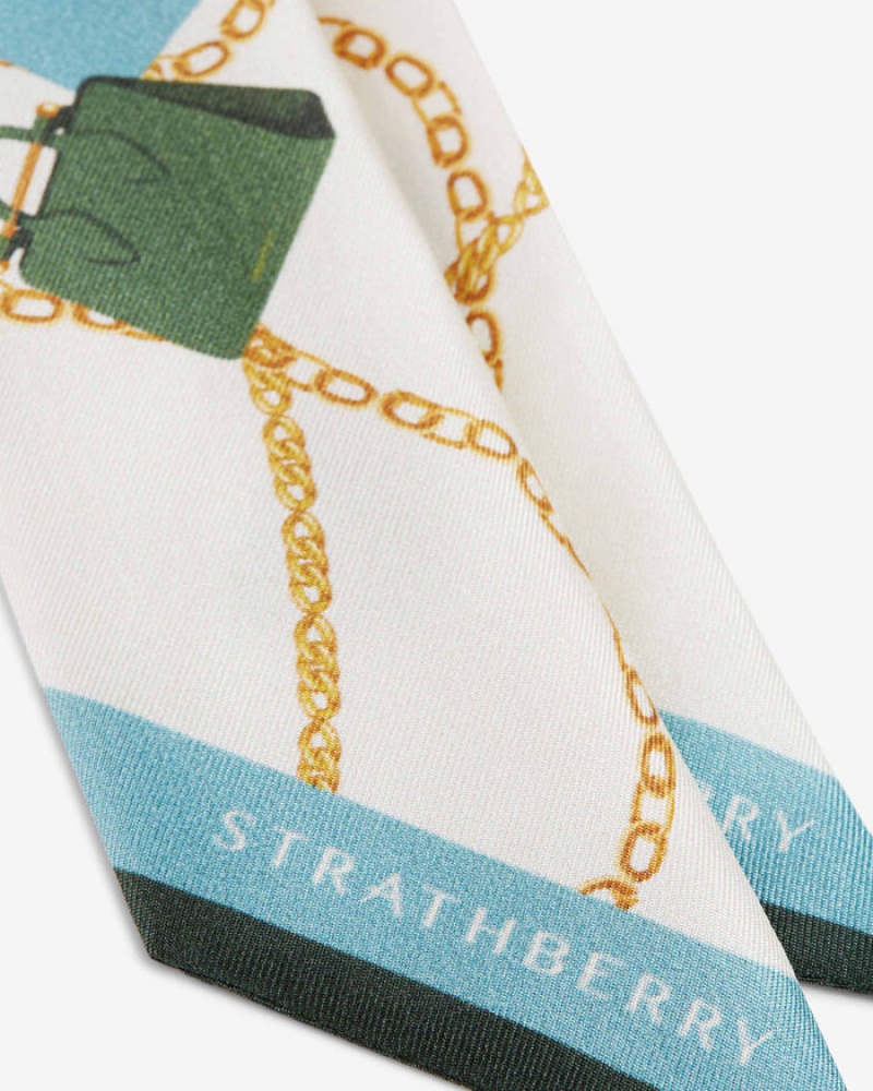 Multicolor Strathberry Silk Skinny Scarf | UK GMBX-21789