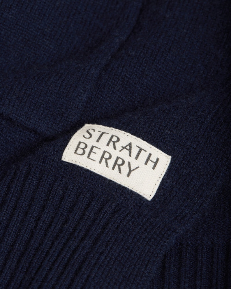 Navy Strathberry Cashmere Wool Rollneck Pullover | UK GVZE-05462