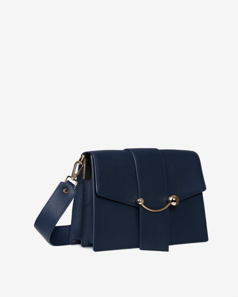 Navy Strathberry Crescent Shoulder Bag | UK UYIV-53268