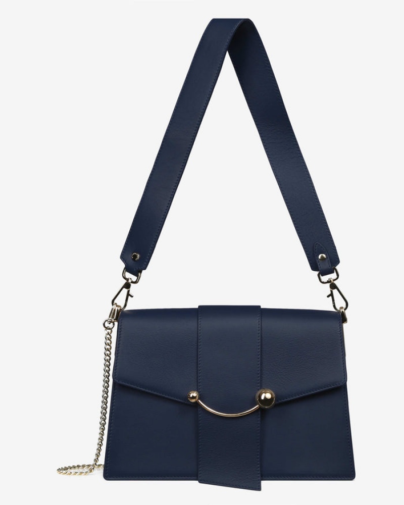 Navy Strathberry Crescent Shoulder Bag | UK UYIV-53268