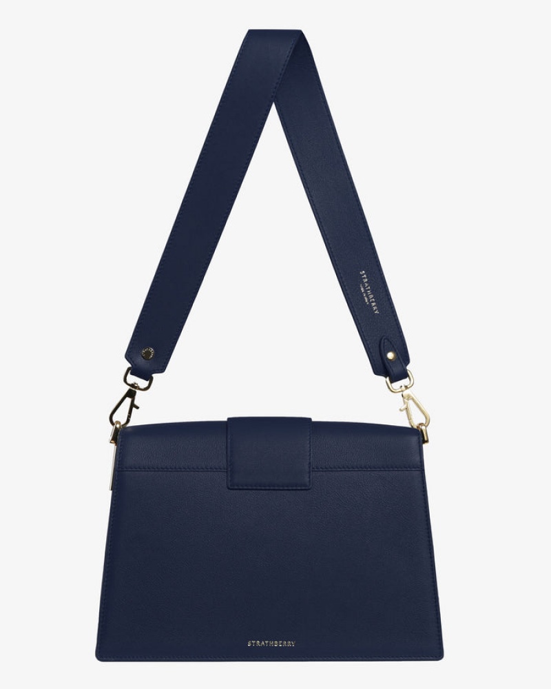 Navy Strathberry Crescent Shoulder Bag | UK UYIV-53268