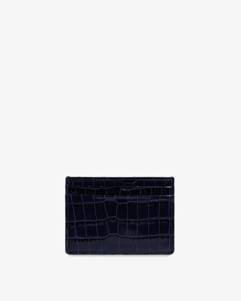 Navy Strathberry Croc-Embossed Leather Croc-Embossed Leather Card Holder | UK NXRV-74285