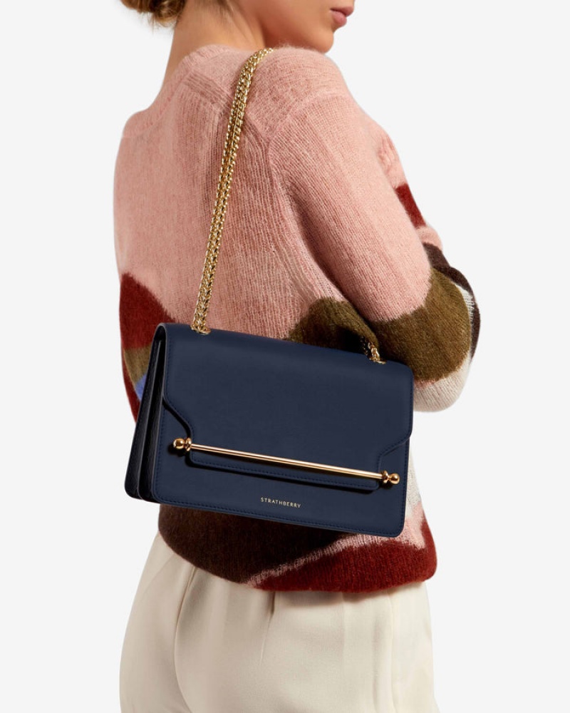 Navy Strathberry East/West Crossbody Bag | UK HKSG-90654