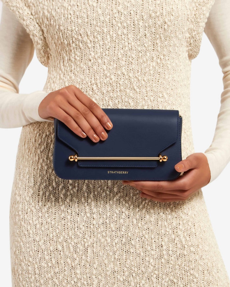 Navy Strathberry East/West Omni Clutch Bag | UK KBLZ-07869