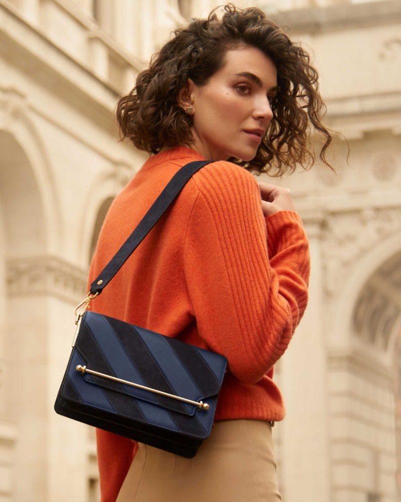 Navy Strathberry East/West Shoulder Bag | UK VWFI-31952