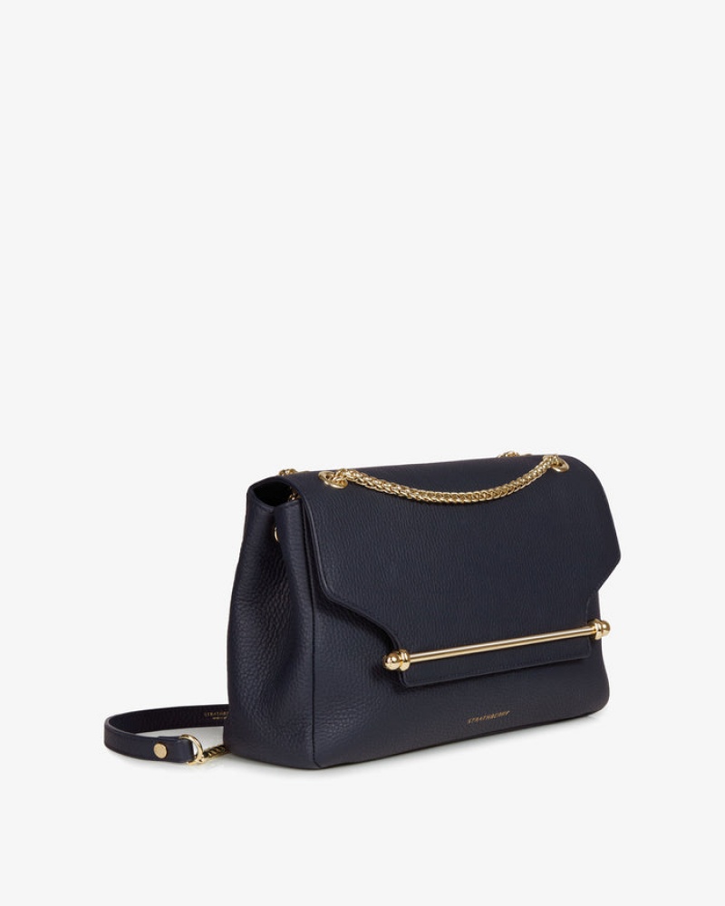 Navy Strathberry East/West Soft Crossbody Bag | UK JEST-27859