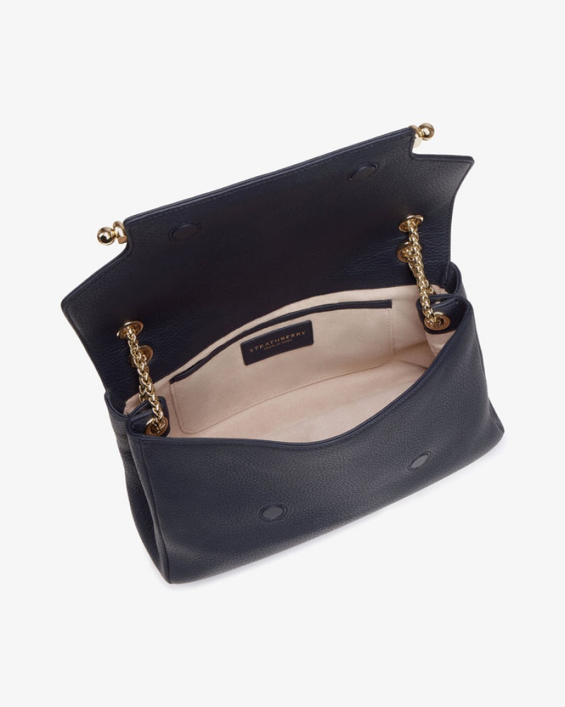 Navy Strathberry East/West Soft Crossbody Bag | UK JEST-27859