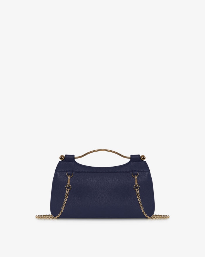 Navy Strathberry Harmony Leather/Suede Crossbody Bag | UK FVMX-27849