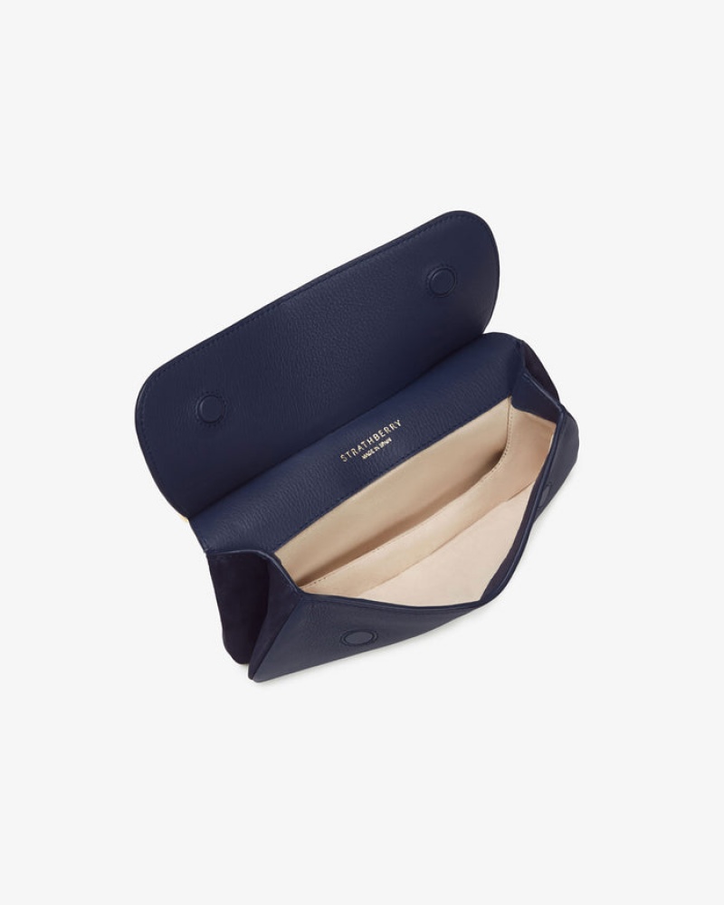 Navy Strathberry Harmony Leather/Suede Mini Bag | UK BNGS-98350