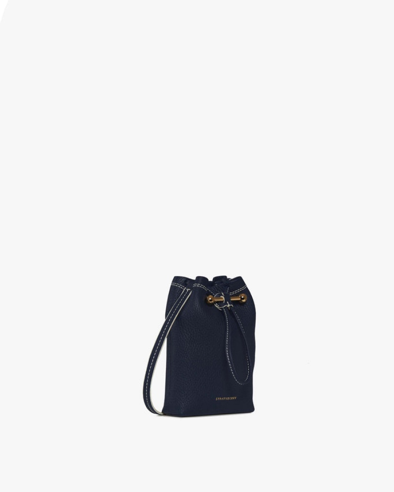 Navy Strathberry Lana Osette Pouch With Edge/Stitch Mini Bag | UK OBSP-97084