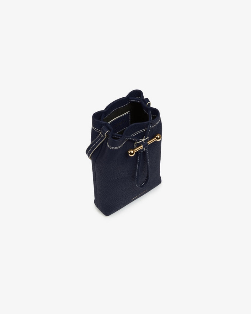 Navy Strathberry Lana Osette Pouch With Edge/Stitch Mini Bag | UK OBSP-97084