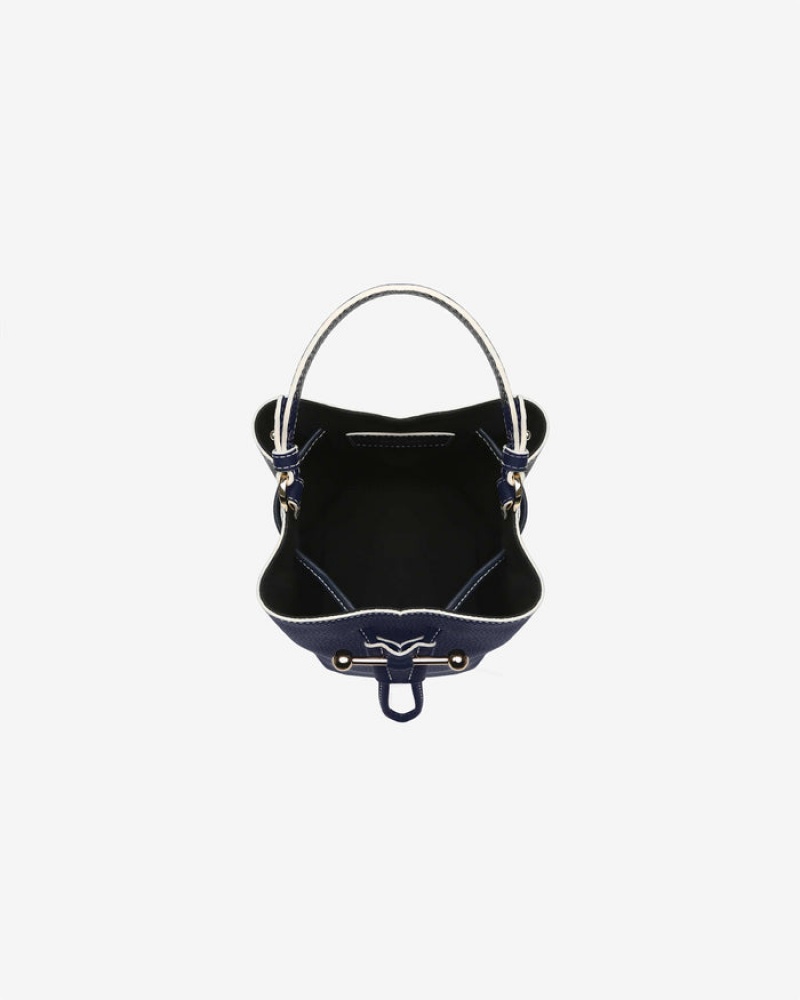 Navy Strathberry Lana Osette With Edge/Stitch Top Handle Bag | UK JNFO-18730