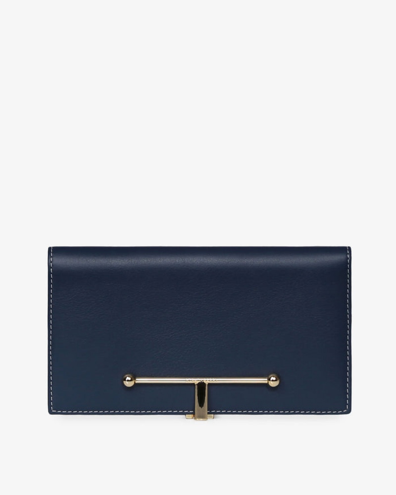 Navy Strathberry Large Melville Street With Stitch Wallet | UK NXVT-16985