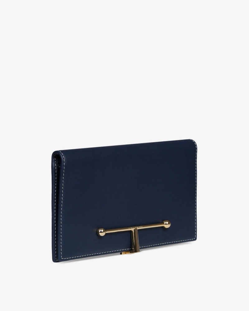 Navy Strathberry Large Melville Street With Stitch Wallet | UK NXVT-16985